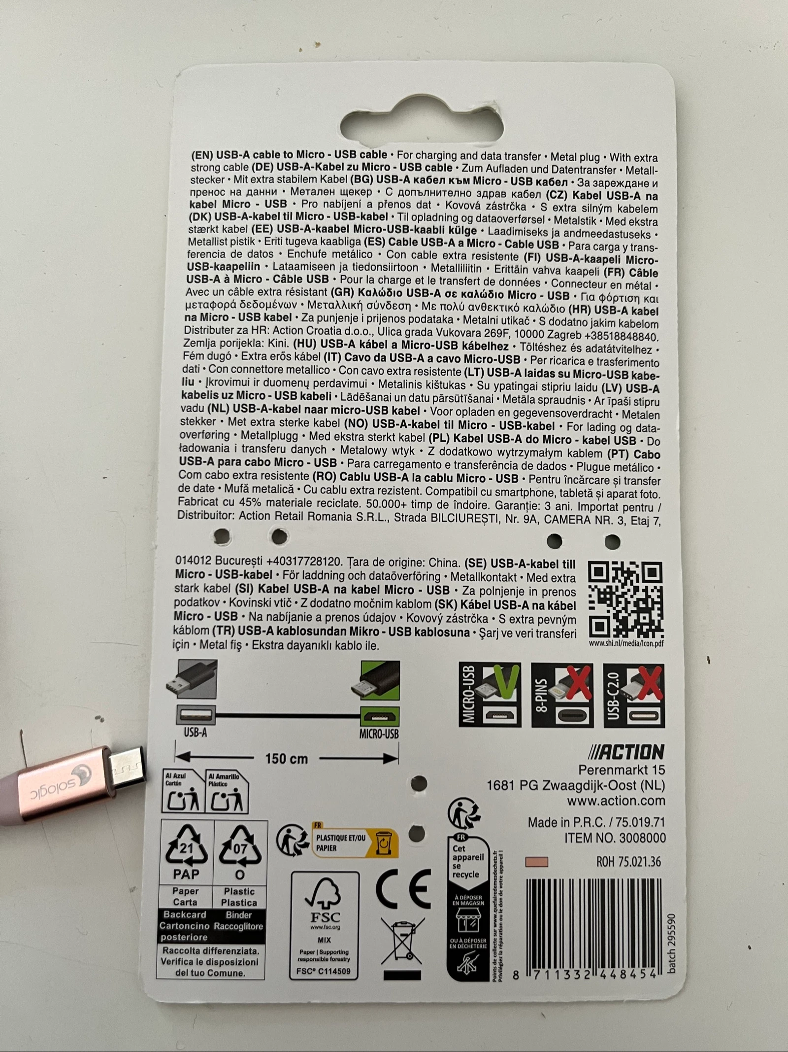 USB-A/Micro-USB oplaadkabel - Roségoud - Actie - 150cm – photo 6